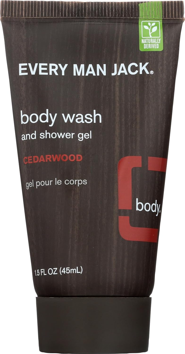 Every Man Jack | Cedarwood Body Wash - Travel Size 1.5 Fl Oz for Refreshing Cleanliness