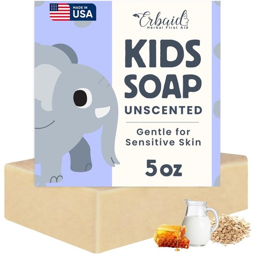 Natural Goat Milk Baby Soap Bar - Gentle Unscented Wash for Sensitive Skin | Eczema Relief & Moisturizing Oatmeal & Honey - Made in USA