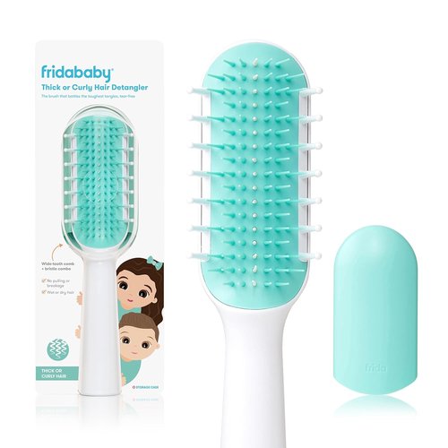 Frida Baby Detangling Hairbrush - Gentle Knot Loosener for Thick & Curly Hair | Teal, Toddler-Friendly Design