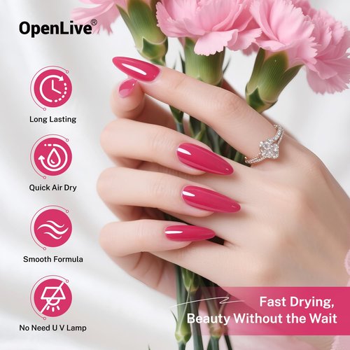 OpenLive Rose Red Nail Polish - 16.5ml Quick Dry Formula for Long-Lasting Shine | Perfect for DIY Nail Art