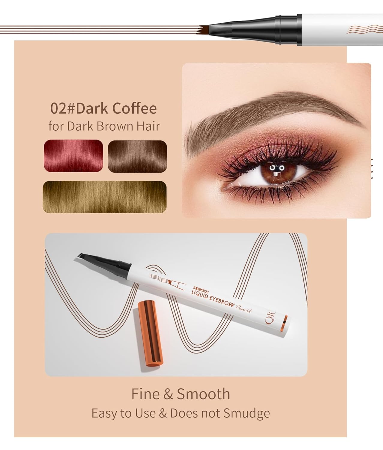 Skiennix Microblading Eyebrow Pen - 2026 Upgraded 3D Waterproof 4-Tip Pencil | Long-Lasting Dark Brown (2 Pcs)