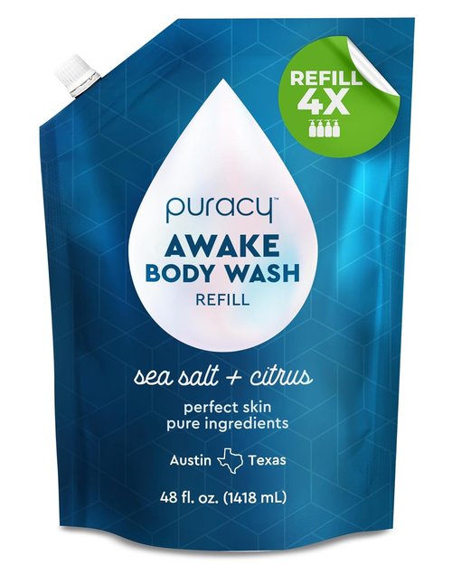 Puracy Body Wash Refill - Natural Moisturizing Shower Gel for All Skin Types | 48 Oz, Citrus & Sea Salt Scent