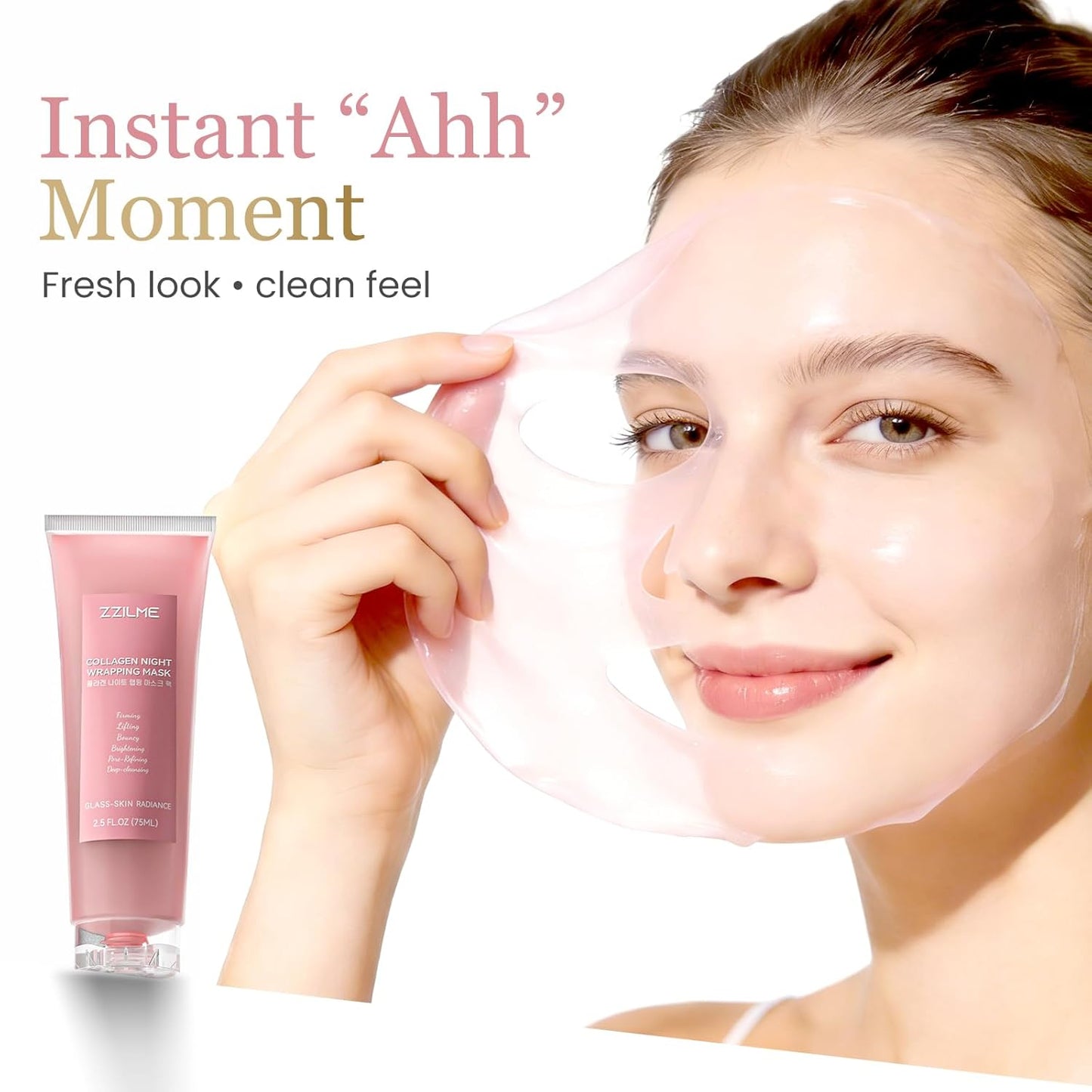 Skiennix Overnight Face Mask - Hydrolyzed Collagen & Hyaluronic Acid for Deep Hydration | 2.5 fl oz