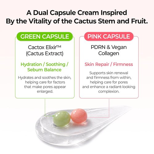 Dr. Melaxin Cactox Pore Dual Capsule Cream - Hydrating Pore Minimizing Face Cream with Cactus Extract & Vegan Collagen