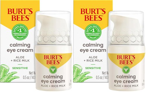 Burt's Bees Calming Eye Cream - Moisturizes With Aloe & Rice Milk | 98.7% Natural, 0.5 oz (Pack of 2)
