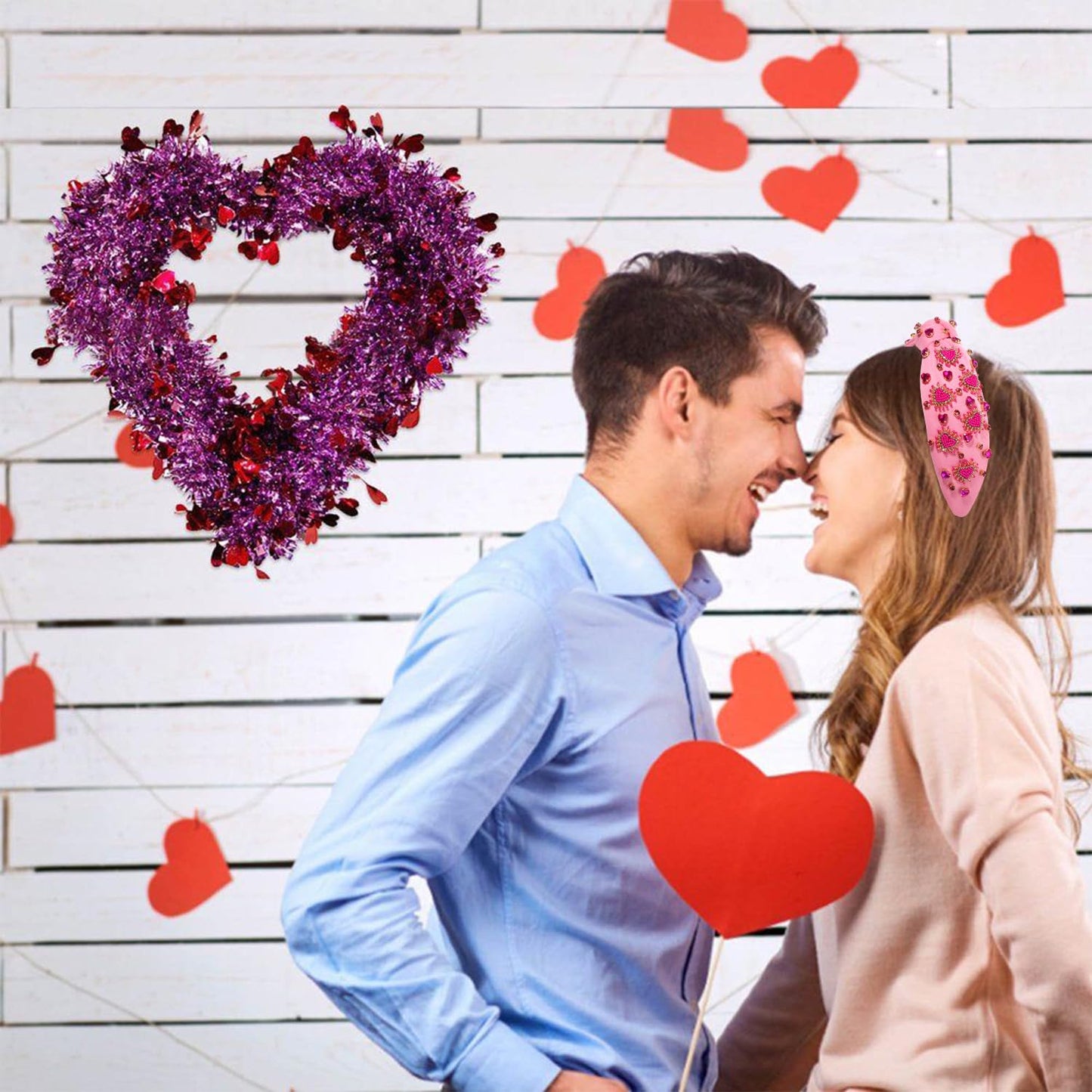 NVENF Women's Jeweled Crystal Rhinestone Knotted Headband - Red Pink Wide Top Knot Hair Accessory Gift