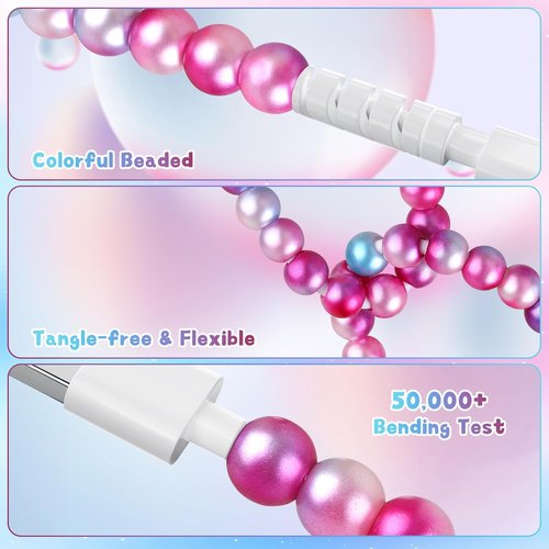 Aolcev USB C Charging Cable - 3.3FT Cute Beaded Design | 66W Fast Charger for iPhone 17/16/15 Pro Max & Galaxy S25