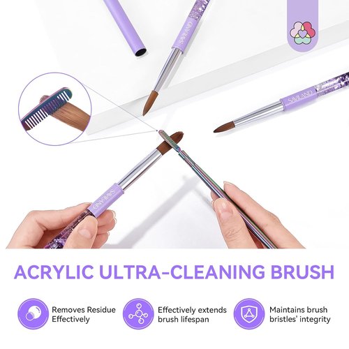 SAVILAND Kolinsky Acrylic Nail Brush Set - Professional Manicure Tools for Acrylics | Sizes 6, 10, 14