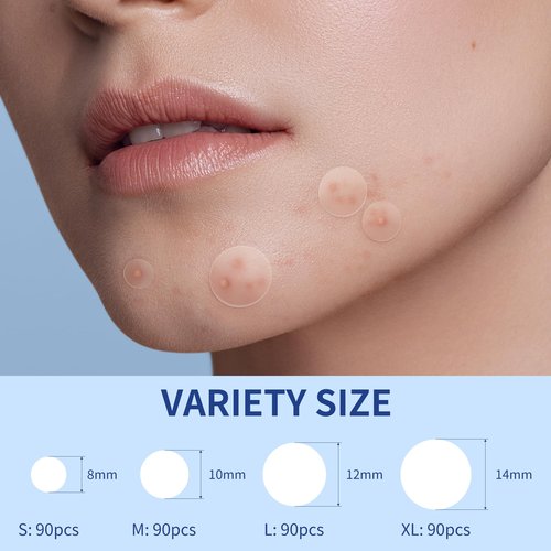 Daolyo Pimple Patches for Face, 4 Size 360 Counts Hydrocolloid Acne Patches for Covering Zits and Blemishes, Spot Stickers with Salicylic Acid, Tea Tree Oil & Calendula Oil, Mini Package