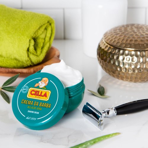 Cella Milano Aloe Vera Shaving Cream Soap - Luxurious Lather & Razor-Glide Protection | 150g, Made in Italy Since 1899
