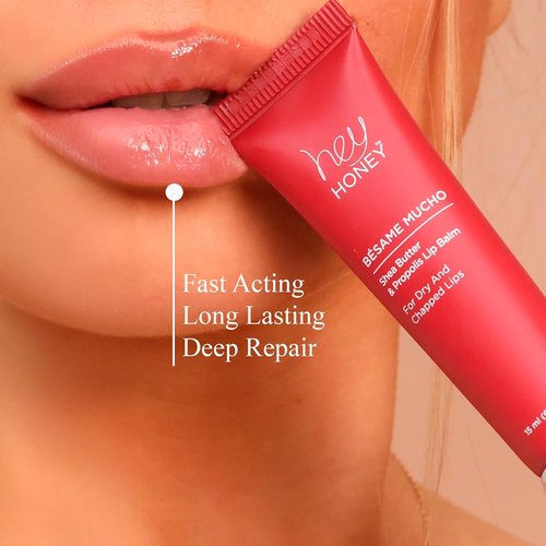 Hey Honey Skincare Bésame Mucho Lip Balm - Intensive Hydration for Dry Lips | Natural Shea Butter & Propolis | 0.5 oz