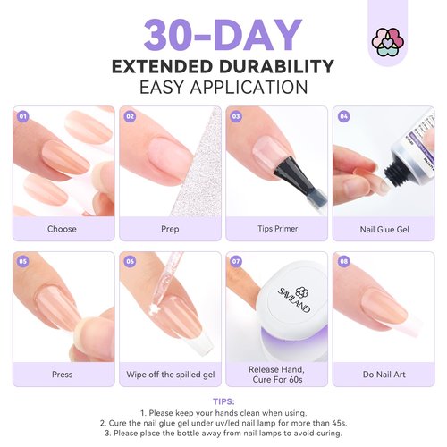 SAVILAND Solid Nail Glue Gel: 30-Day Lasting Strong Adhesive Glues for Press On Nails - SSProTip X Professional Gel Nail Glue, U V Curing Formula, Quick Cure Home & Salon Use,0.71 Fl Oz
