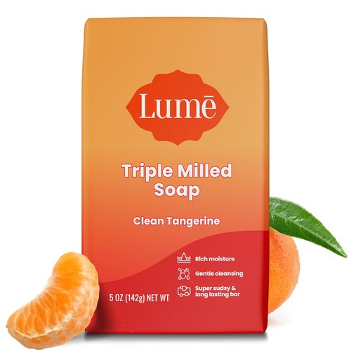 Lume Triple Milled Bar Soap - Gentle Cleansing & Rich Moisture - Paraben Free, 5 oz (Clean Tangerine)