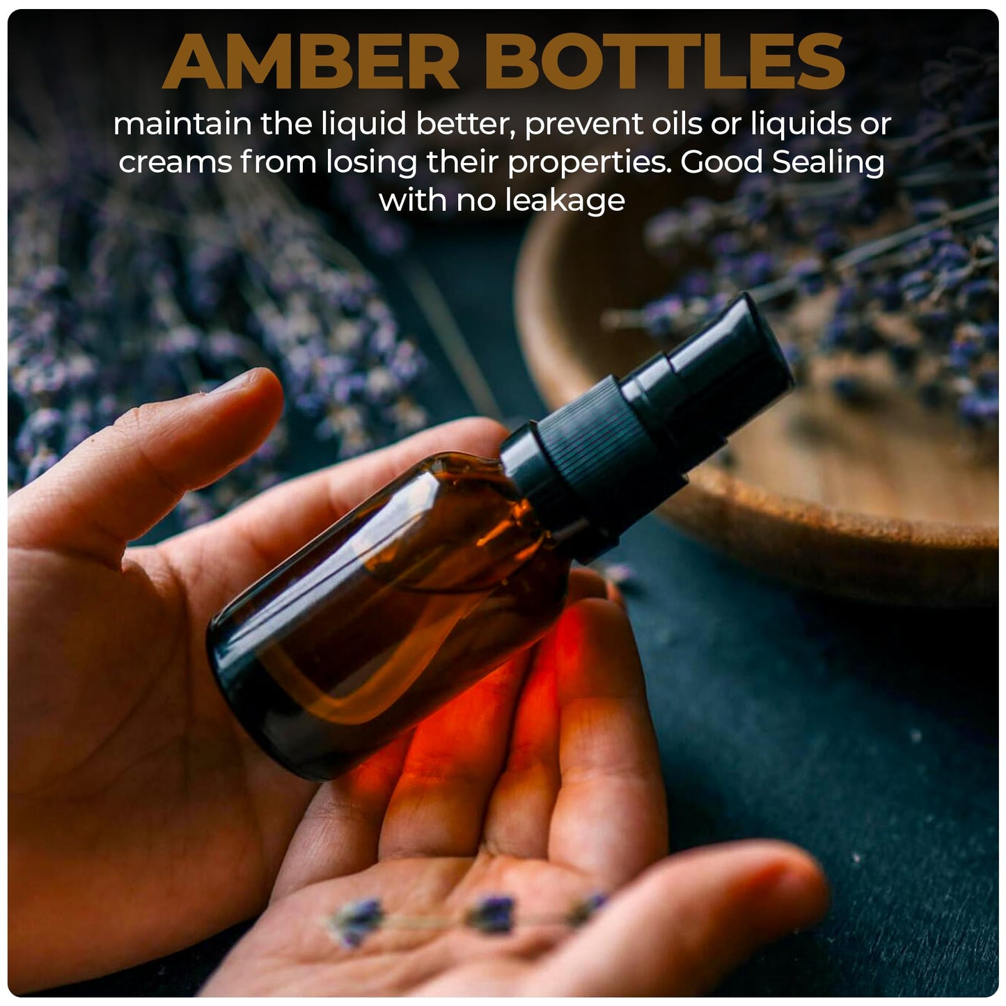 VitalUp 3 Pack Empty Refillable Glass Amber Pump Bottle Ideal for Lotion Cream Essential Oil Travel Small Container, 30ml