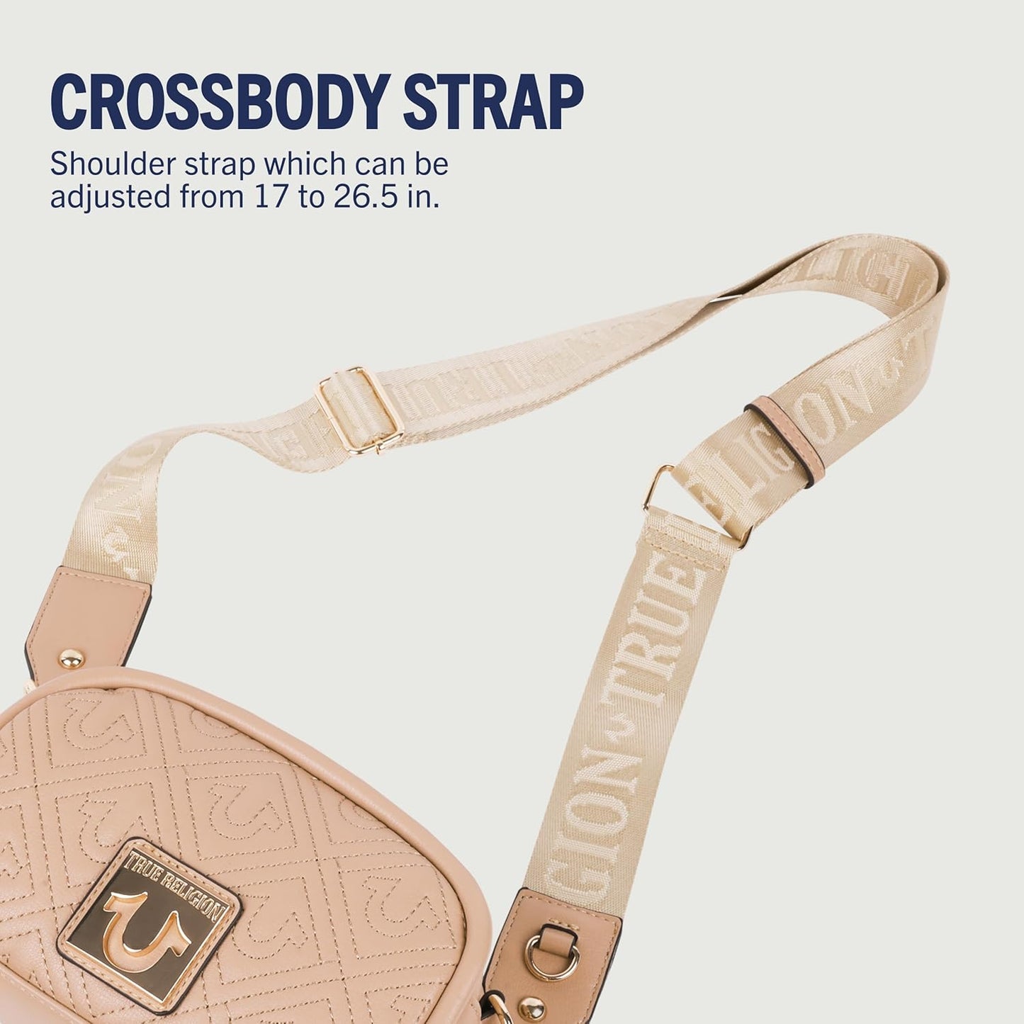 True Religion Quilted Crossbody Bag - Small Structured Purse for Women | Adjustable Strap & Stylish Design