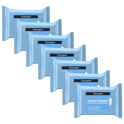 Neutrogena Makeup Remover Wipes - Ultra-Soft Micellar Cleansing Wipes | 25 Count, Alcohol-Free, Plant-Based Cloth