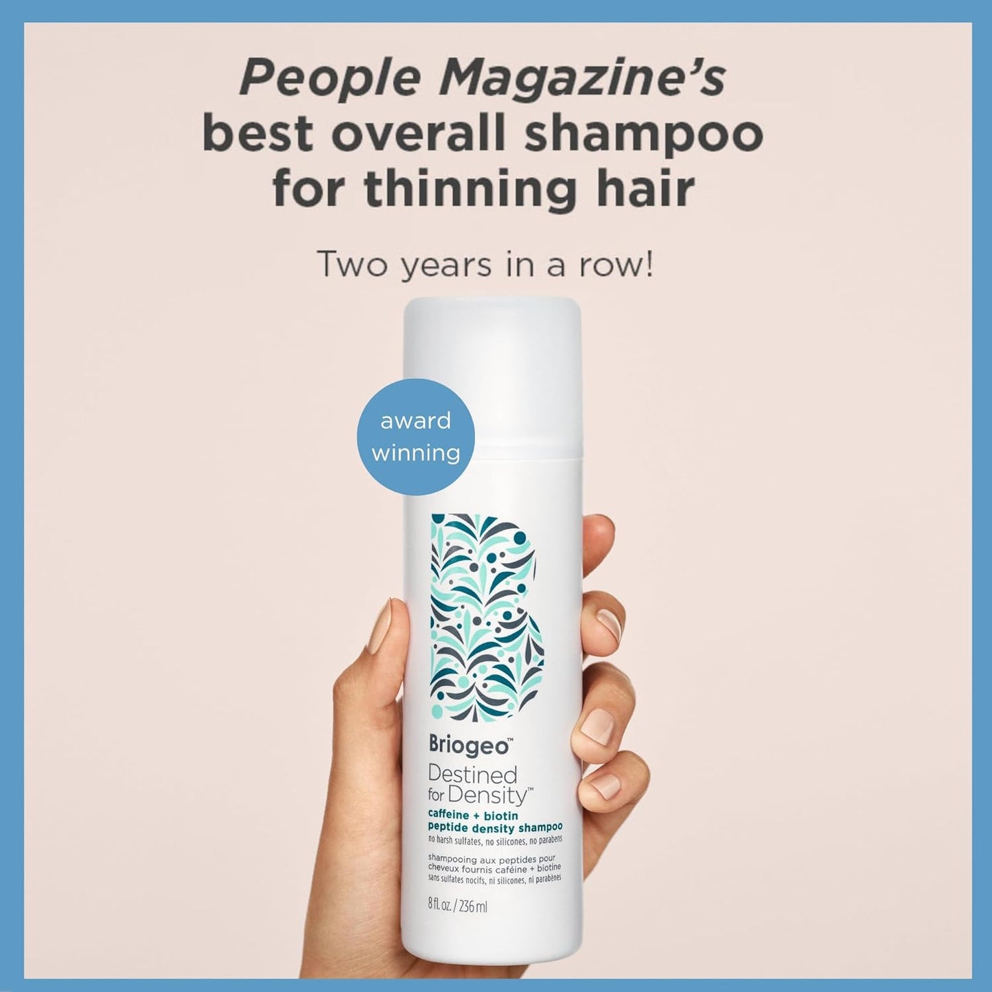 Briogeo Destined For Density Caffeine + Biotin Peptide Density Shampoo, Increases Hair Thickness, Volume and Density for Fine or Thinning Hair, Vegan, Cruelty-Free