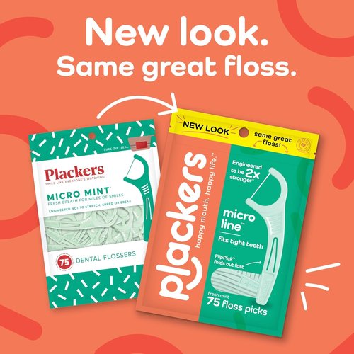Plackers Micro Line Dental Floss Picks - Tuffloss FlipPick with Sure-Zip Seal | Fresh Mint, 300 Count