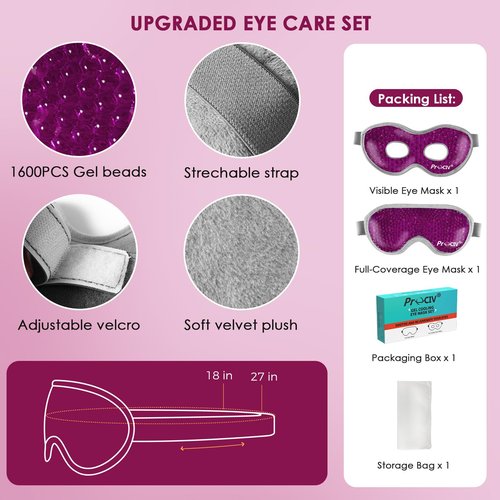 2PCS Cooling Eye Mask - Gel Eye Mask Reusable Gel Beads Hot Cold Compress with Velvet Plush Cold Eye Mask for Dark Circles Puffiness Dry Eye Headache for Men Women Sleeping Ice Eye Mask (Rose Red)