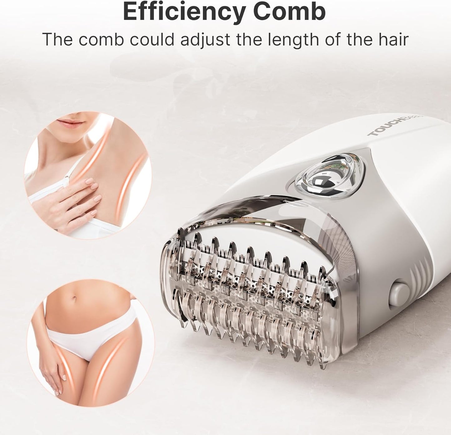 TOUCHBeauty Electric Shaver - Painless Bikini Trimmer with 3-Blade System | Cordless Wet/Dry Razor for Women, Gray