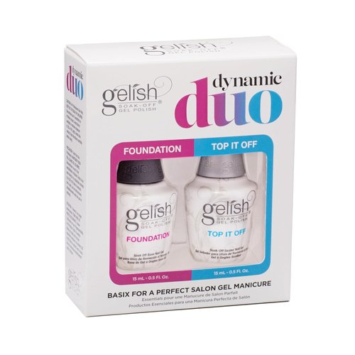 Gelish Dynamic Duo - Foundation Base & Top It Off Sealer Gel Set | Long-Lasting High-Shine Finish, 15mL Each