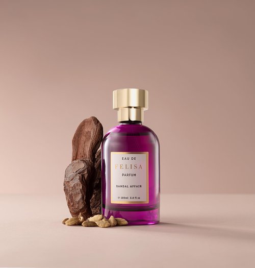Felisa Sandal Affair Eau de Parfum (3.4 fl oz) – Long Lasting Vegan Aromatic Woody Perfume, Elegant, a bright wood Fragrance with Bergamot, Cardamom and Sandalwood