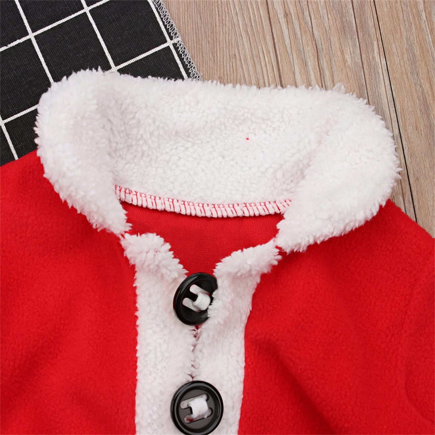 Emmababy Santa Costume Infant Baby Boy Velvet Outfit Toddler Girls Christmas Outfit Button Down Plush Jacket Coat Pants Hat (red, 0-6 Months)