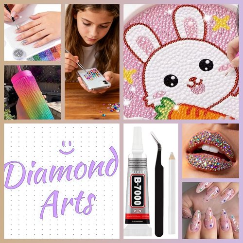 40000 Pcs Jelly Rhinestones for Bedazzling & Nail Art - 3mm Multicolor Flatback Gems, Includes B7000 Glue, Tweezers & Pen - DIY Bedazzler Kit for Diamond Art, Jewelry Making, Crafts (24000 pcs)