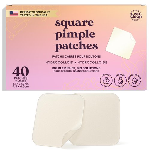 Livaclean 40CT Large Pimple Patches for Face - Big Pimple Patches Large Hydrocolloid Patch for Blemishes - Body Nose Forehead Chin Acne Patch - XL Zit Stickers