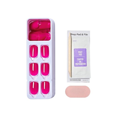Kiss Impress No Glue Mani Press On Nails - 'All Smiles' Pink Squoval Short Size | 30 Nails & Accessories Included