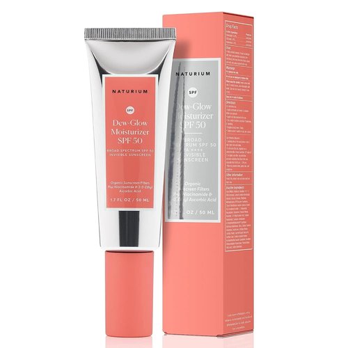 Naturium Dew-Glow Moisturizer - SPF 50 Daily Sunscreen & Face Primer with Dewy Finish | 1.7 oz