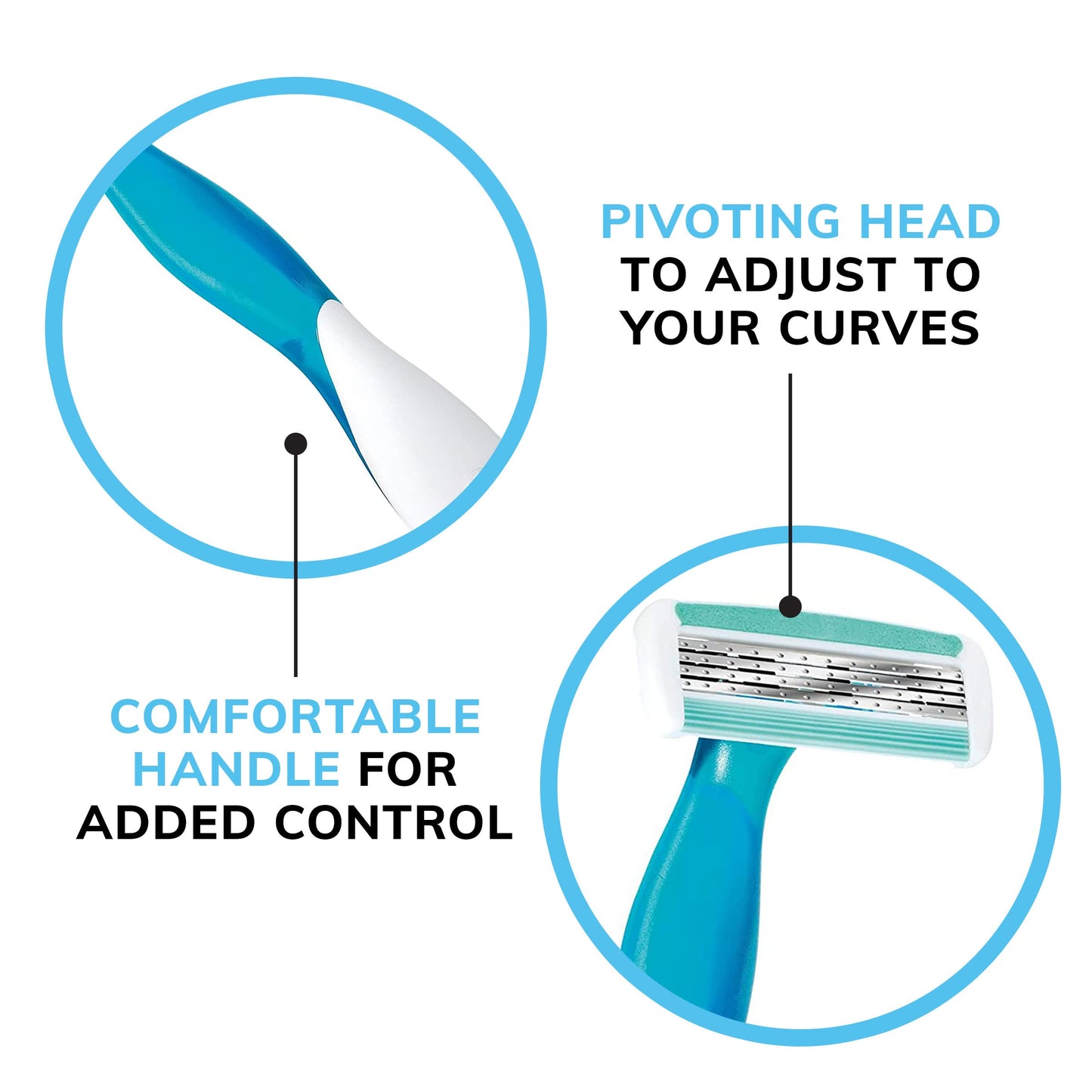 BIC Soleil Comfort 4-Blade Disposable Razors for Women Sensitive Skin Razor for a Smooth and Close Shave, 3 Piece Razor Set (Pack of 2)