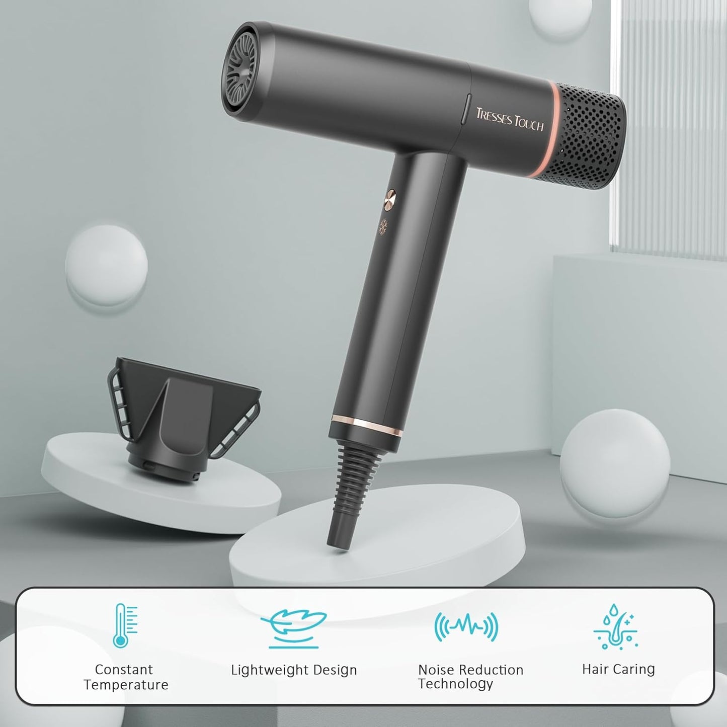 Skiennix Hair Dryer - High-Speed Ionic Blow Dryer with 1600 Watt Motor for Fast Drying | Lightweight & Professional Design