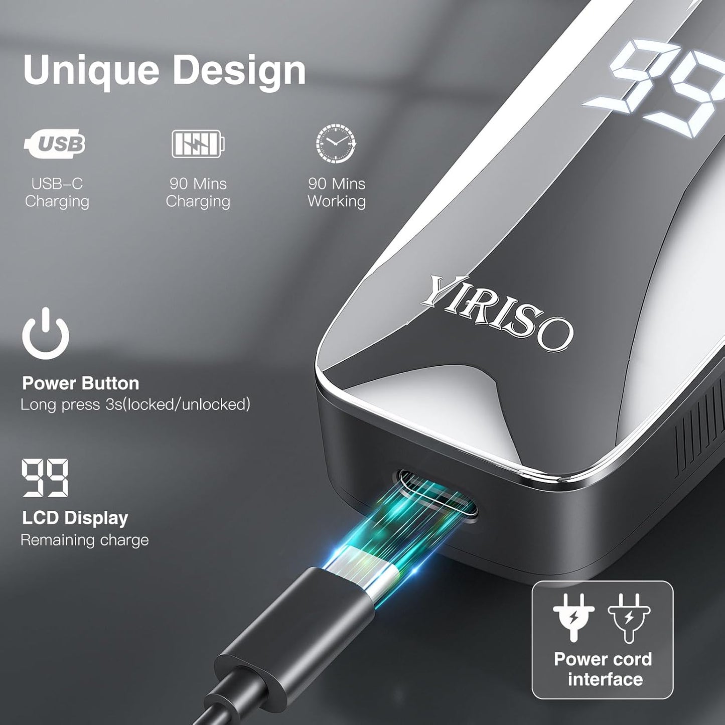 Skiennix Electric Razor for Men - 90-Minute Rotary Shaver with 4D Floating Head & LCD Display | Waterproof & Fast Charge