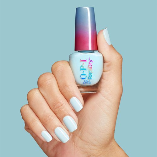 OPI RapiDry Baby Blue Me Away | Opaque Light Blue Crème Quick Dry Nail Polish | Vegan, Smudge Proof, Fast Drying | Snow Time to Waste | Holiday 2025