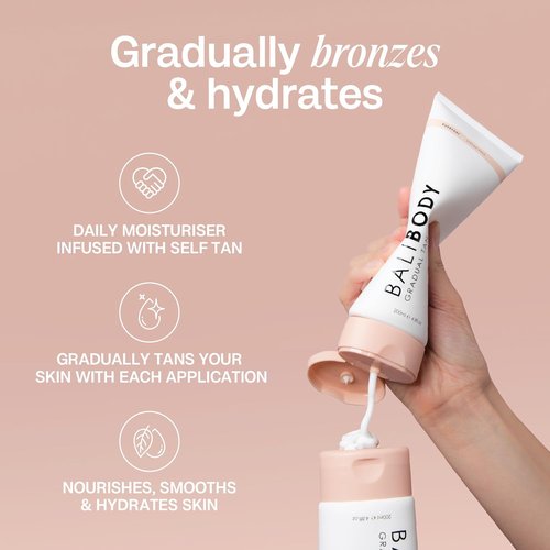 Bali Body Gradual Tan - 2-in-1 Ultra Moisturizing Self Tanner & Body Lotion for Dry Skin | 200 ml/6.7 fl oz