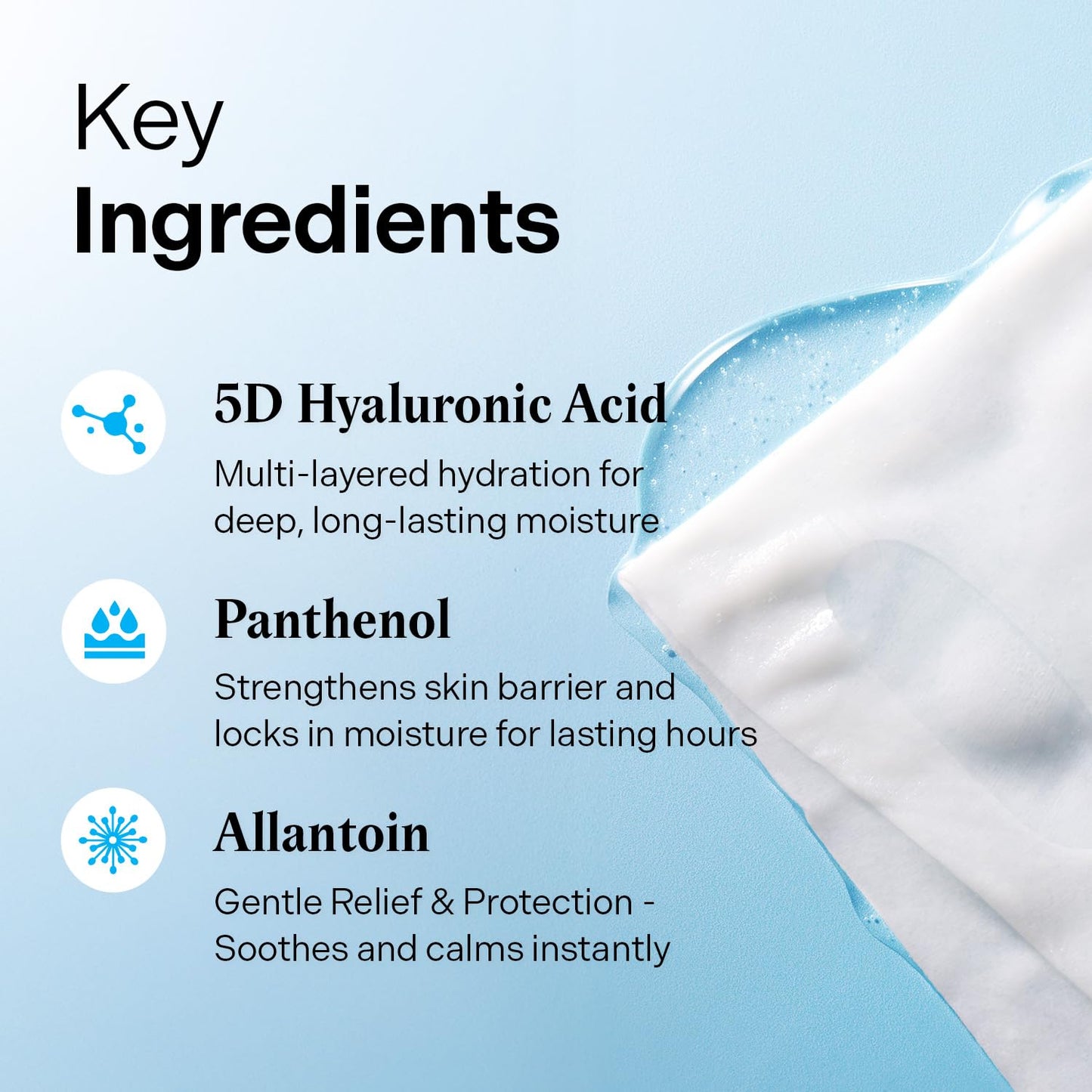 Torriden DIVE IN Hyaluronic Acid Facial Mask - Deep Hydration Korean Sheet Mask (10 Sheets) | Panthenol & Allantoin