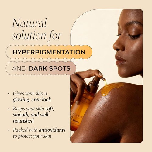 Glo Melanin Brightening Body Oil - Lightweight Moisturizer with Vitamin C & Turmeric for Melanin-Rich Skin (8 oz)