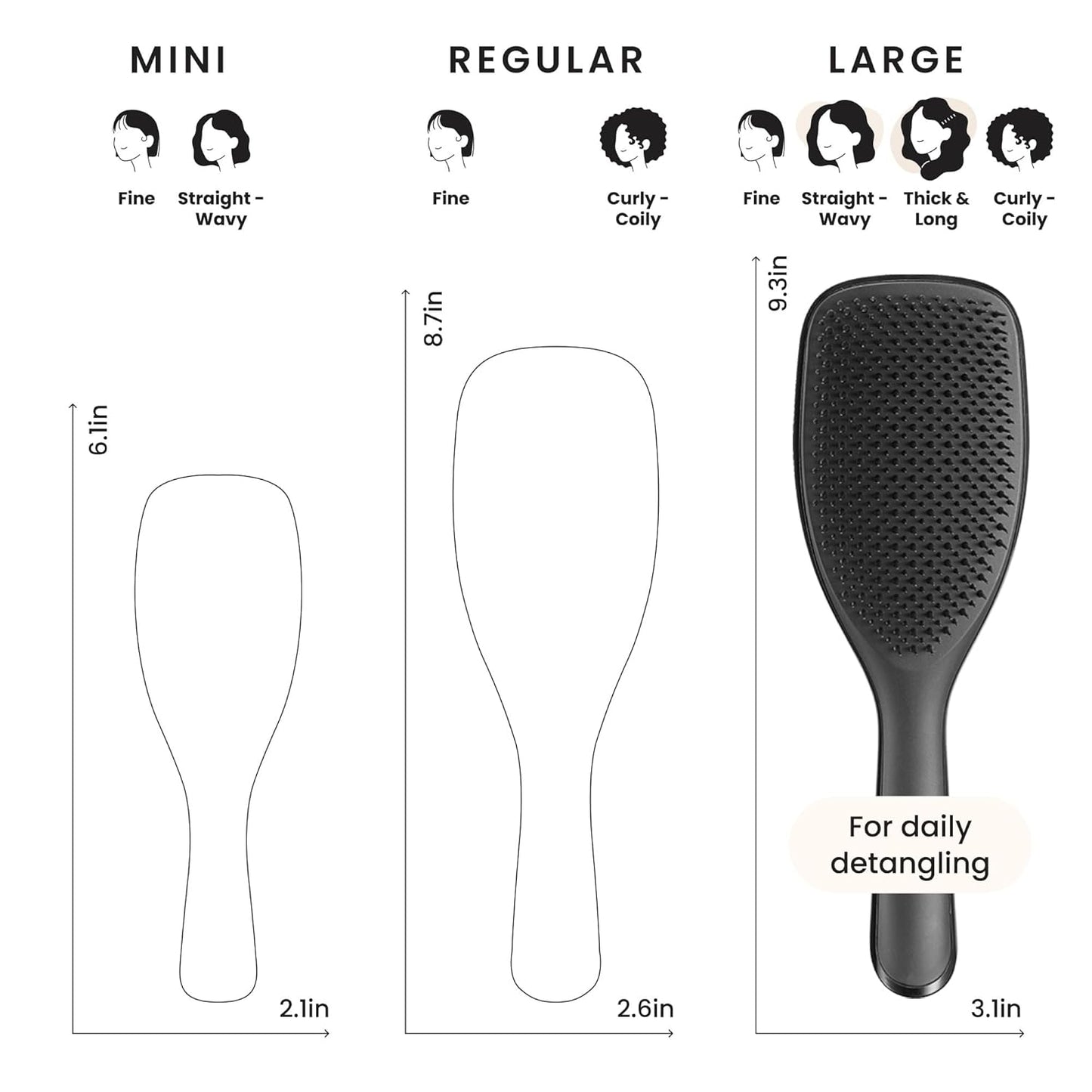 Tangle Teezer Large Ultimate Detangler Hairbrush - Eliminates Knots & Reduces Breakage for Long, Thick, Curly Hair - Black Gloss