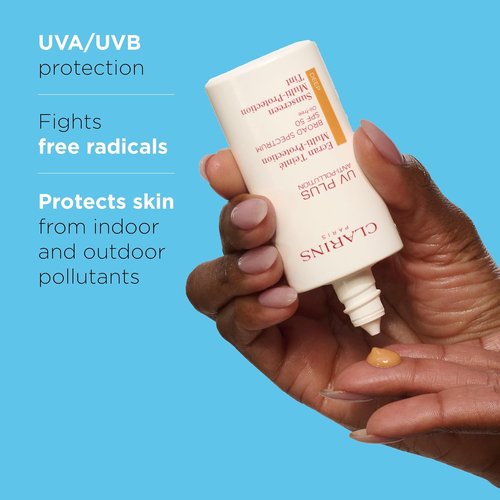 Clarins UV Plus Anti-Pollution Tinted Face Sunscreen - Broad Spectrum SPF 50 | Lightweight, Oil-Free Protection