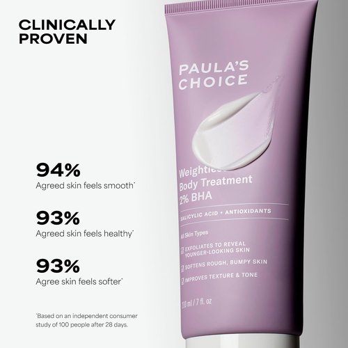 Paula's Choice Weightless Body Lotion - 2% BHA Exfoliant with Salicylic Acid & Chamomile | Fragrance-Free Moisturizer for Keratosis Pilaris & Clogged Pores