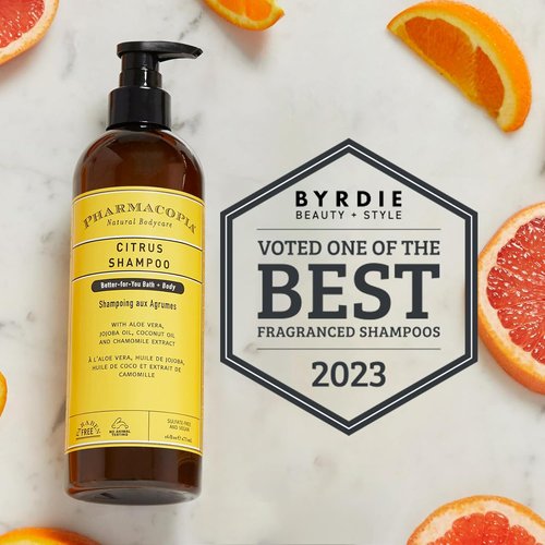 Pharmacopia Citrus Shampoo - Natural Hair Care with Organic Aloe Vera & Jojoba Oil | 16 oz Vegan, Cruelty-Free