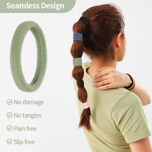 150 Pcs Seamless Elastic Hair Ties No Damage for Thick & Thin Hair, Ponytail Holders, Elastics, Soft Pony Tails Bands for Women, 5 Colors