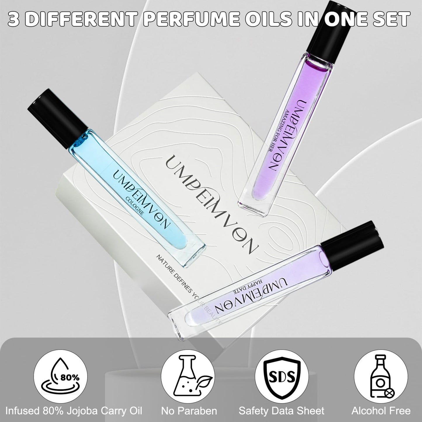 Umpeimvon Roll On Perfume Oils for Women Long Lasting, Pheromones Perfume Body Oil, Travel Size 0.33 Fl. Oz