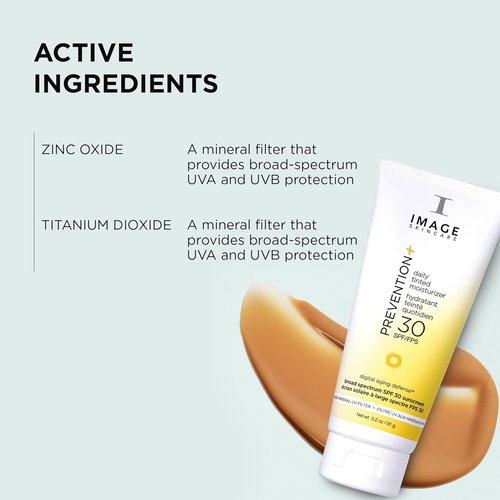 IMAGE Skincare Daily Tinted Moisturizer SPF 30 - No White Cast, Hydrating Formula, 3.2oz