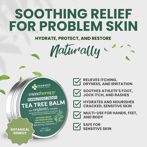 KESMEDIK Tea Tree Oil Balm - Soothes Itching & Rashes | Natural Antifungal Defense for All Ages