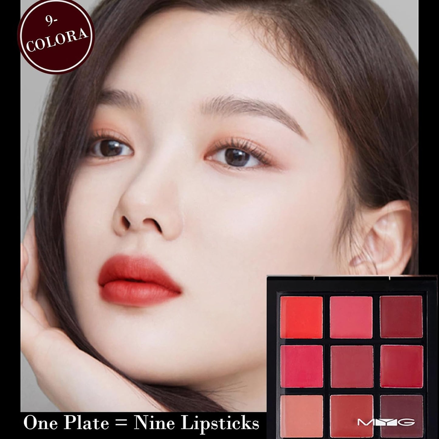 9-Color Lipstick Palette - Velvet Matte Lip & Cheek Tint | Long-Lasting, Waterproof Formula