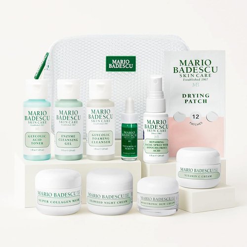 A Little Bit of Mario 10-Piece Skincare Kit | Brightening Vitamin C Serum, Hydrating Hyaluronic Dew Cream & More