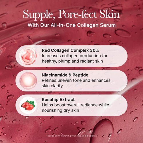 Arencia Overnight Face Serum - Glowing & Soothing with 30% Red Collagen, Niacinamide & Vitamin E