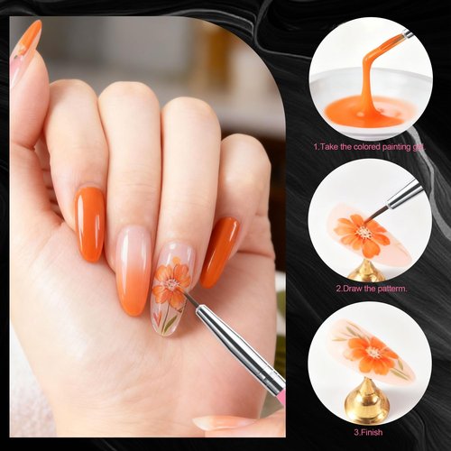Artdone Nail Art Brushes With Nail Stands Nail Art Tool Set, Dotting Tools, Dust Brush,Striping Brushes for Long Lines, Drawing Pen For Gel Polish Design supply